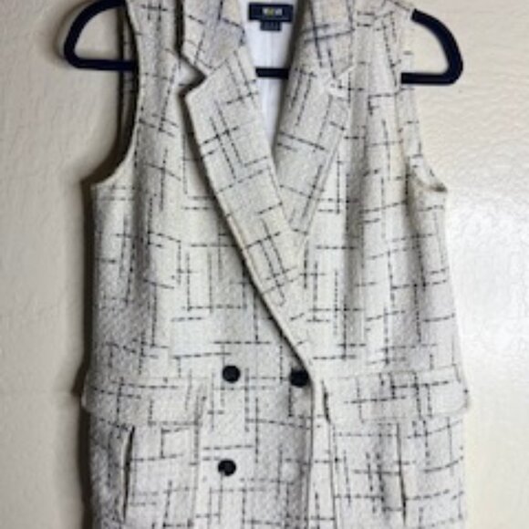 Anthropologie Black and White Tweed Long Vest - Picture 3 of 5